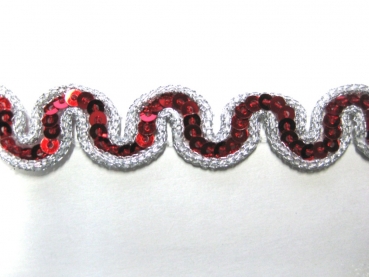 Paillettenborte rot-silber